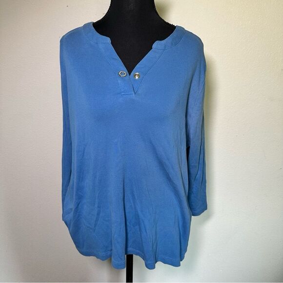 Chico's Blue Button-Detail Long Sleeve Tunic L - Picture 5 of 7